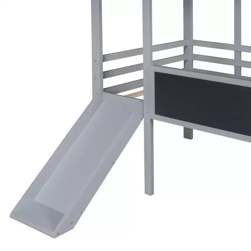 Lit mezzanine superposé simple avec toboggan et échelle, 78,9 L x 72,7 l, avec tableau noir et bande lumineuse sur le toit