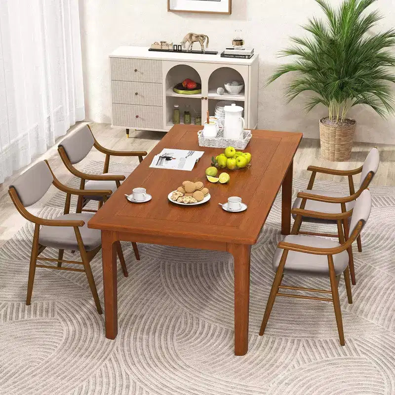 Lot de 2 chaises de salle à manger en cuir avec assise et dossier rembourrés, accoudoirs, structure en bois d'hévéa Noir/Marron
