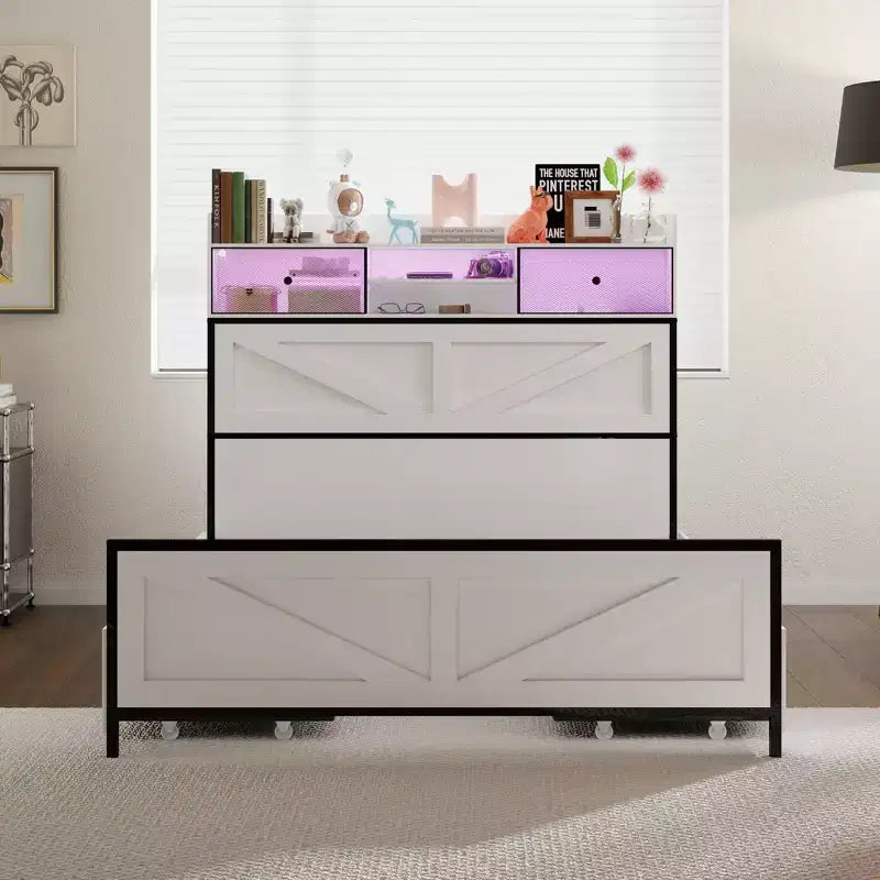 Lit plateforme contemporain Queen size - Éclairage réglable