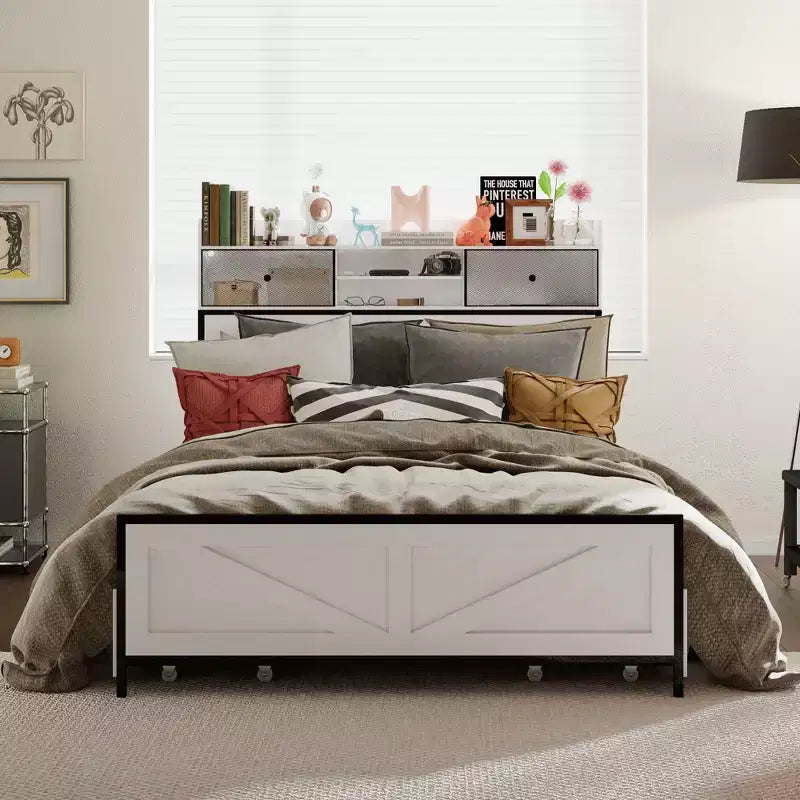 Lit plateforme contemporain Queen size - Éclairage réglable