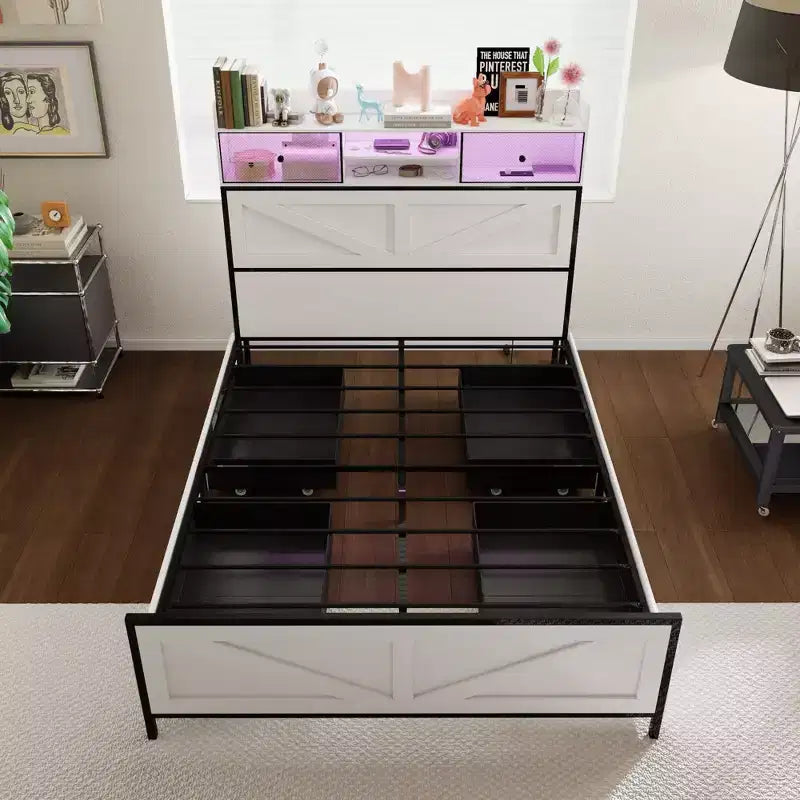 Lit plateforme contemporain Queen size - Éclairage réglable