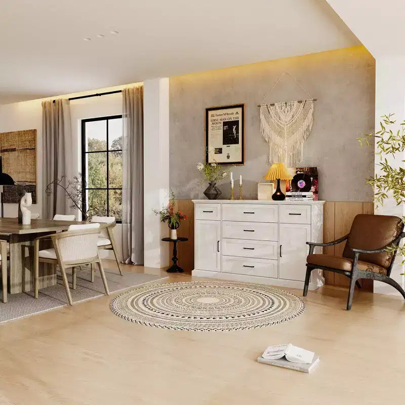 Commode horizontale grise classique : des espaces de rangement abondants pour une ambiance intérieure élégante