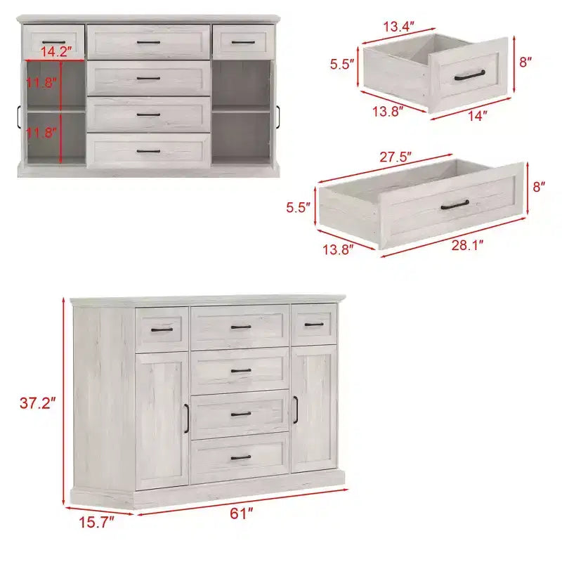 Commode horizontale grise classique : des espaces de rangement abondants pour une ambiance intérieure élégante