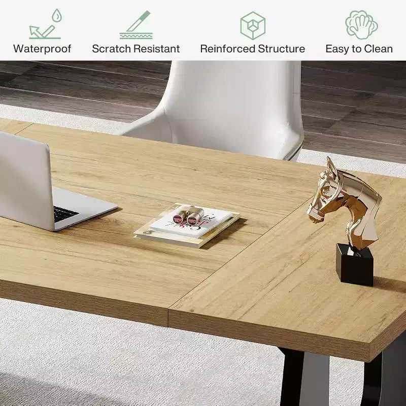 Bureau de direction rectangulaire avec double piédestal en bois