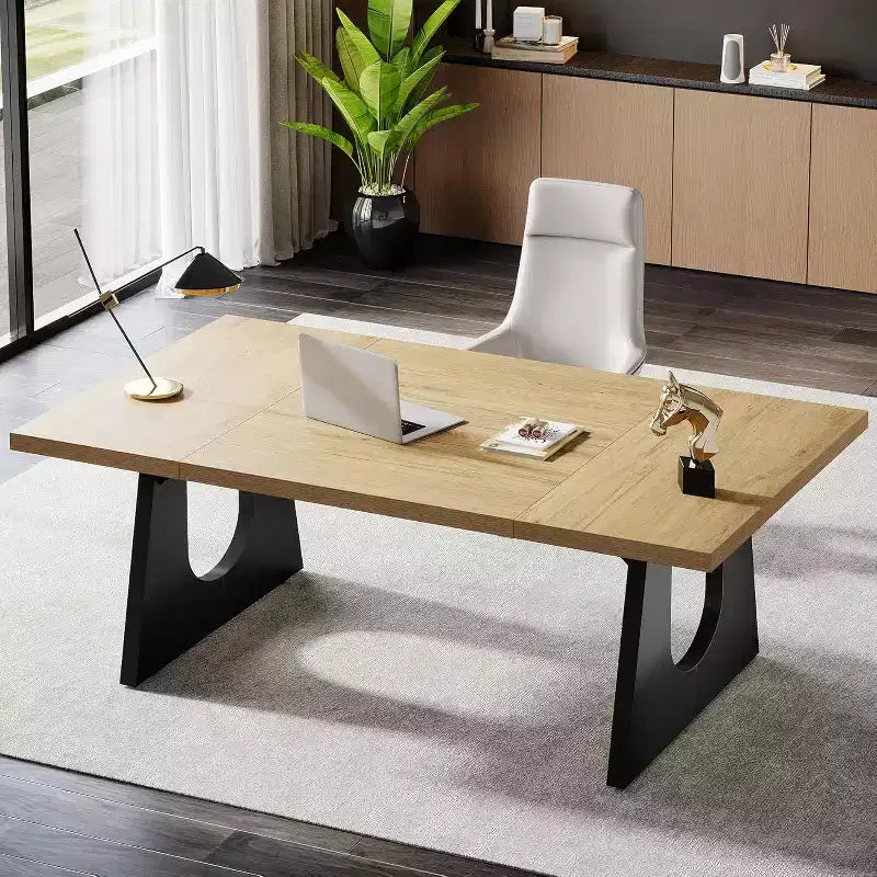 Bureau de direction rectangulaire avec double piédestal en bois