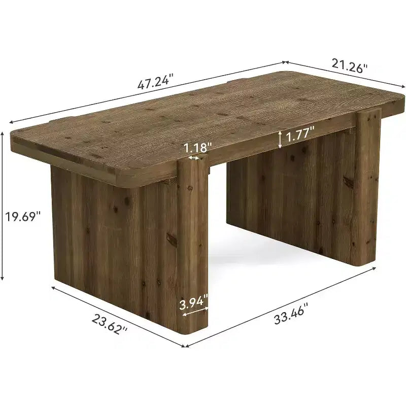 Table basse de ferme, table centrale en bois massif de 119 cm avec pieds robustes, mobilier bas pour cocktail ou thé pour salon, montage facile