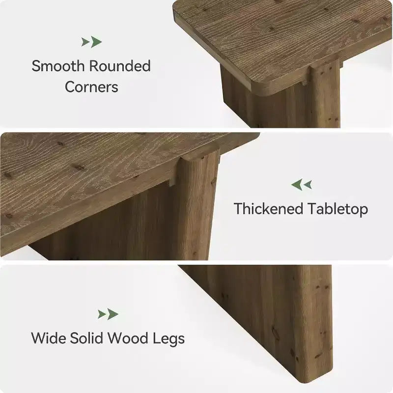 Table basse de ferme, table centrale en bois massif de 119 cm avec pieds robustes, mobilier bas pour cocktail ou thé pour salon, montage facile