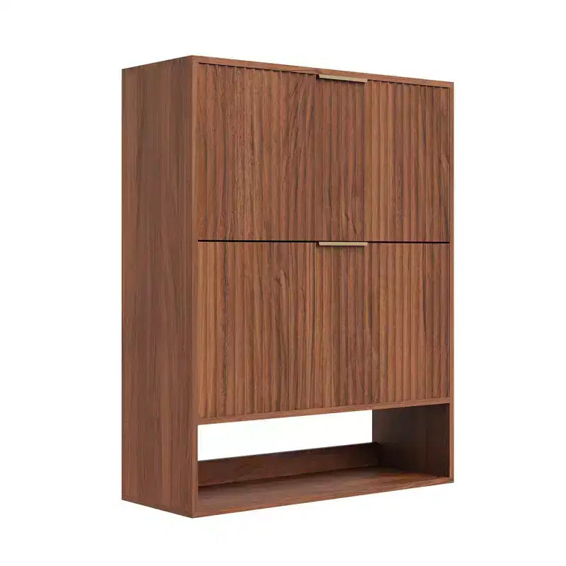 Meuble à chaussures étroit et cannelé avec 2 tiroirs basculants et étagère inférieure, organiseur de rangement dissimulé pour entrée, couloir et placard - Étagère à chaussures autoportante