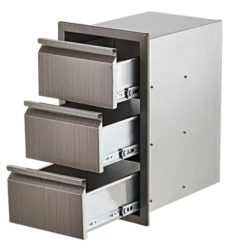 Tiroirs de cuisine extérieure, tiroirs triples encastrables en acier inoxydable de 35,56 cm L x 60,96 cm H x 45,72 cm P, tiroirs de barbecue pour îlot de cuisine extérieure