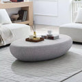 Modern Oval Coffee Table Vintage Center Table Sofa Table, No-Assembly, Matte Rock Gray - ModernLuxe
