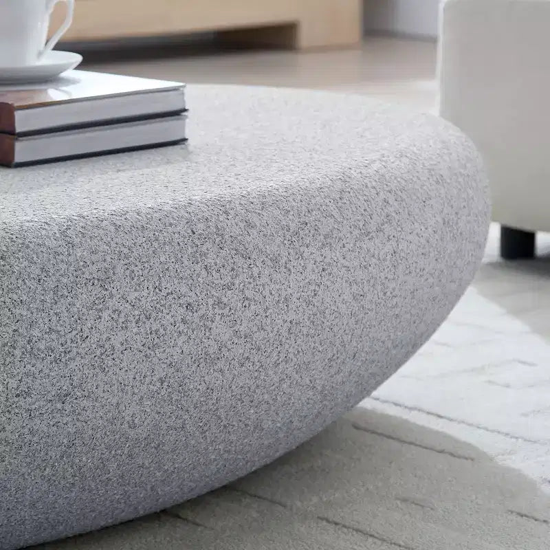 Table basse ovale moderne Table d'appoint vintage Table de canapé, Aucun assemblage requis, Gris roche mat
