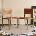 Chaise de salle à manger moderne minimaliste (Lot de 2) - Piètement en acier inoxydable et assise en bois massif