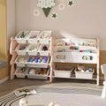 Meuble de rangement 34 bacs pour jouets d'enfants, unité en polyéthylène rose avec étagère à 2 niveaux et 12 bacs de rangement (organiseur de salle de jeux/chambre/salle de classe)