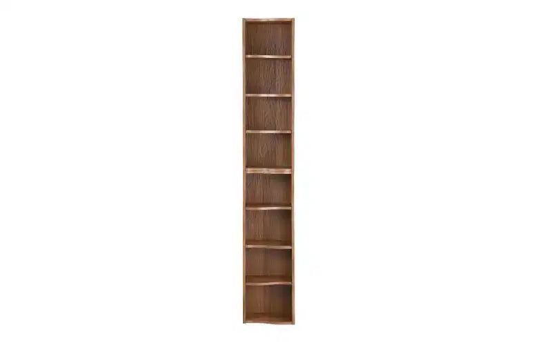 VIYET 718-Tier Ultra-Thin Adjustable Bookshelf, Walnut MDF Display Rack w/ Wavy Border (Detachable Home Office Organizer)