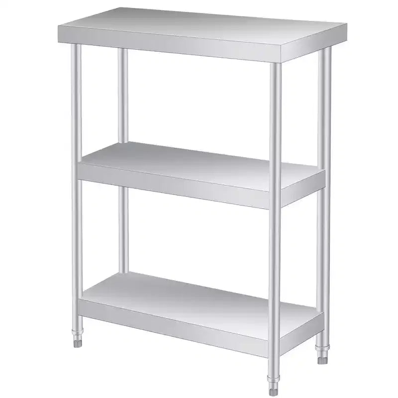 Heavy-Duty 3-Tier Stainless Steel Utility Table, Rust-Resistant Outdoor &amp; Indoor Workbench with Storage Shelves for Kitchen or Patio, 14x24x34 Inch