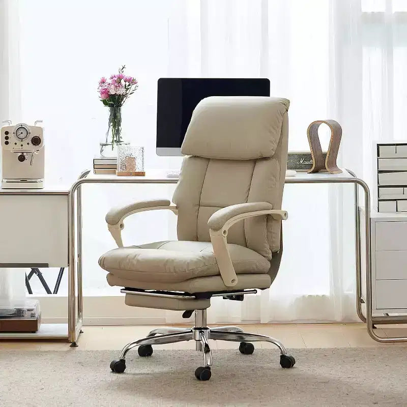 Fauteuil de bureau confortable en cuir PU à dossier haut inclinable pivotant avec roulettes et support lombaire