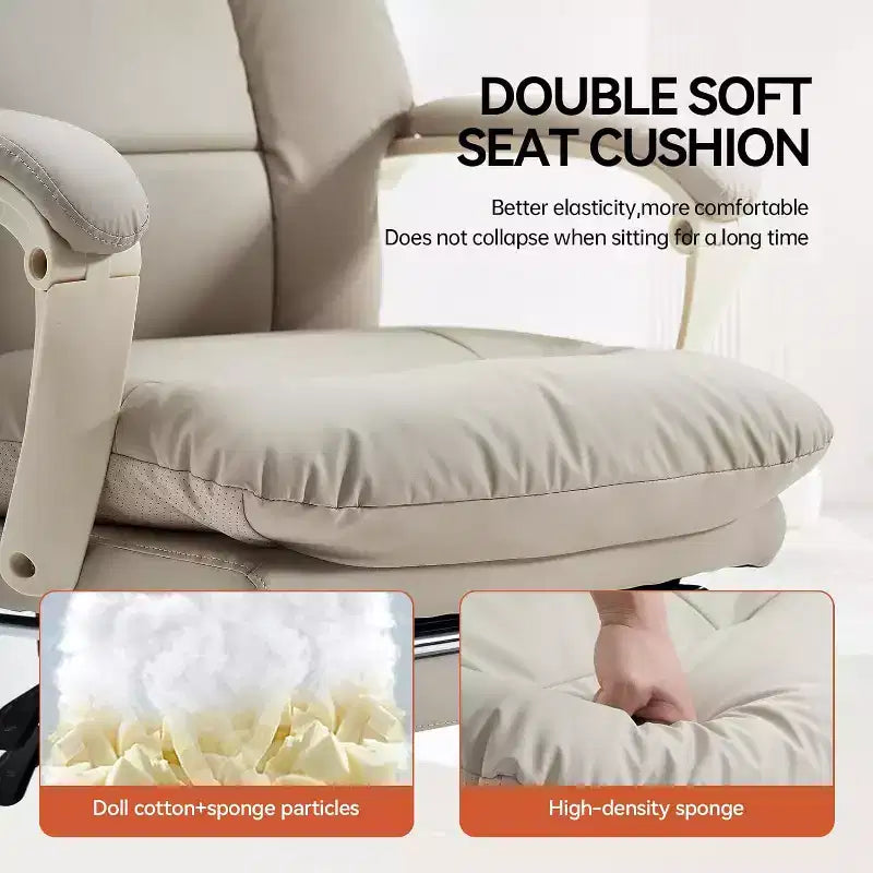 Fauteuil de bureau confortable en cuir PU à dossier haut inclinable pivotant avec roulettes et support lombaire