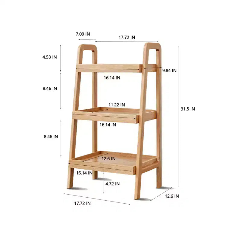 Étagère échelle à 3 niveaux, étagère de rangement couleur chêne pour salon, chambre, entrée, salle de bain