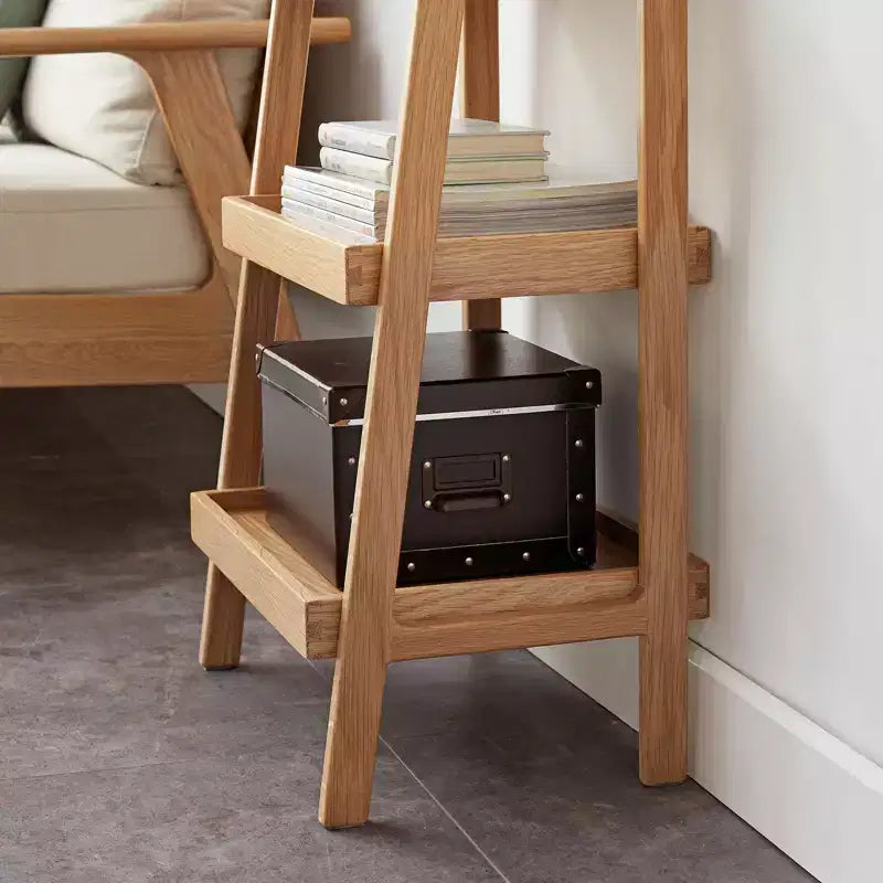 Étagère échelle à 3 niveaux, étagère de rangement couleur chêne pour salon, chambre, entrée, salle de bain