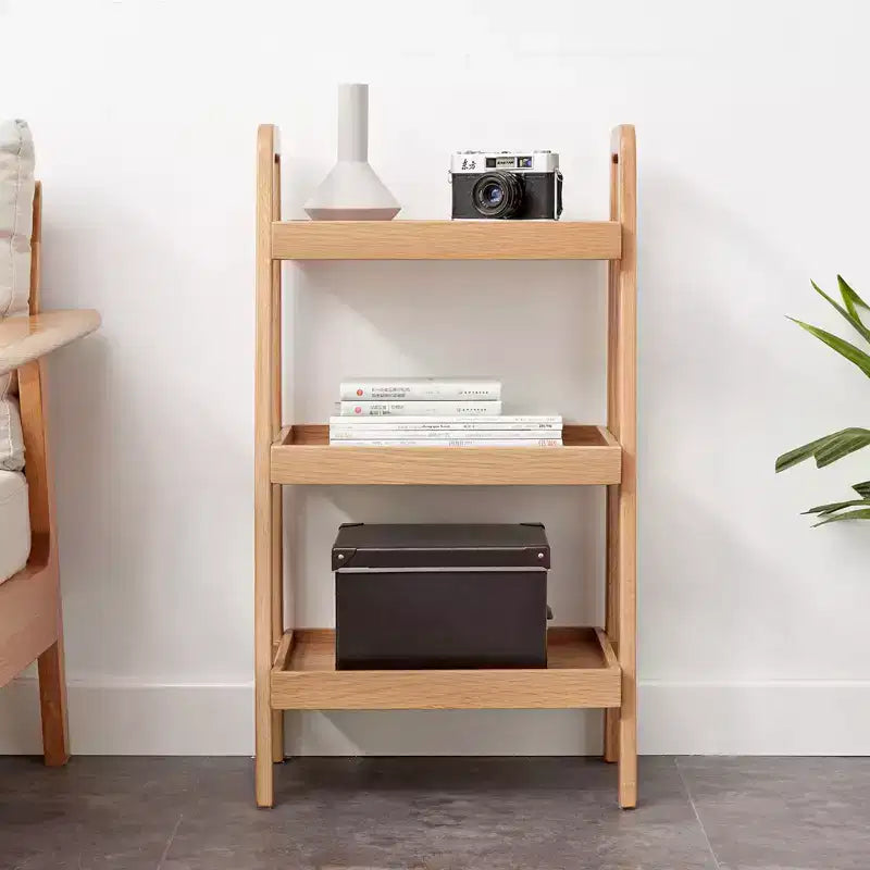 Étagère échelle à 3 niveaux, étagère de rangement couleur chêne pour salon, chambre, entrée, salle de bain
