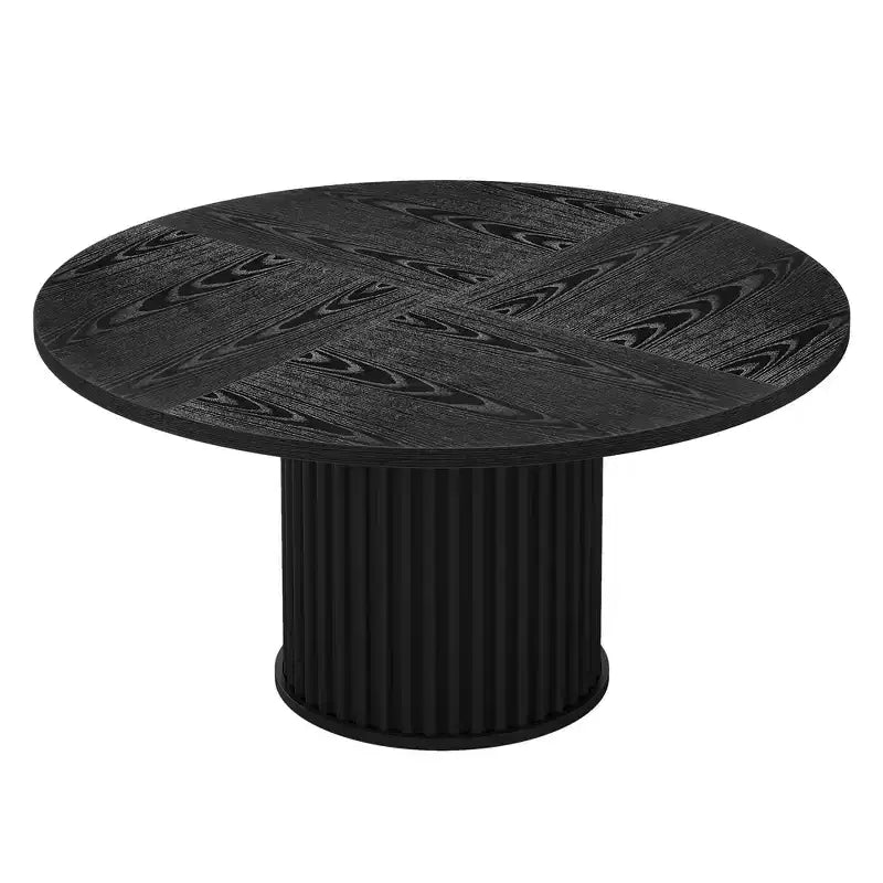 Table de salle à manger ronde de 47 po, table de cuisine avec base cannelée en métal robuste