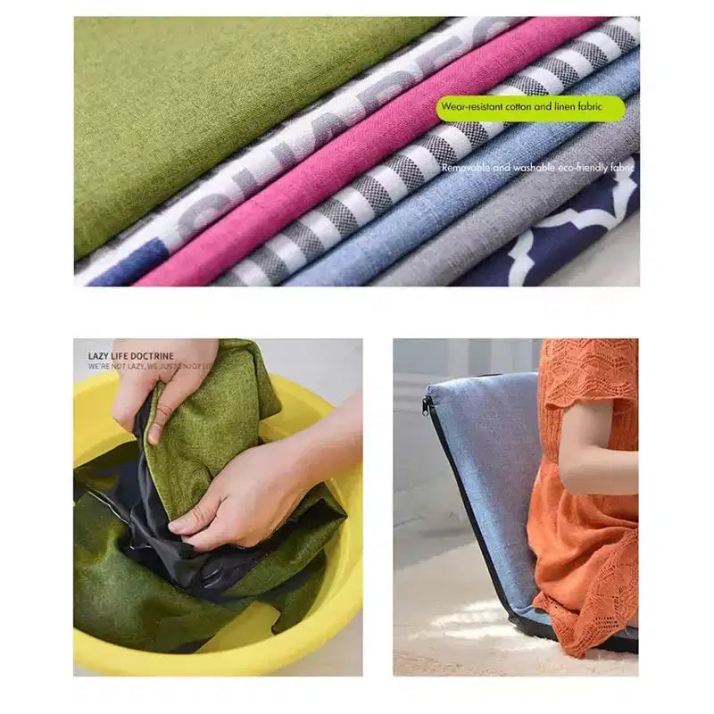 Chaise de sol avec support dorsal, coussin de méditation à 6 positions réglables avec cadre en acier au carbone et housse lavable