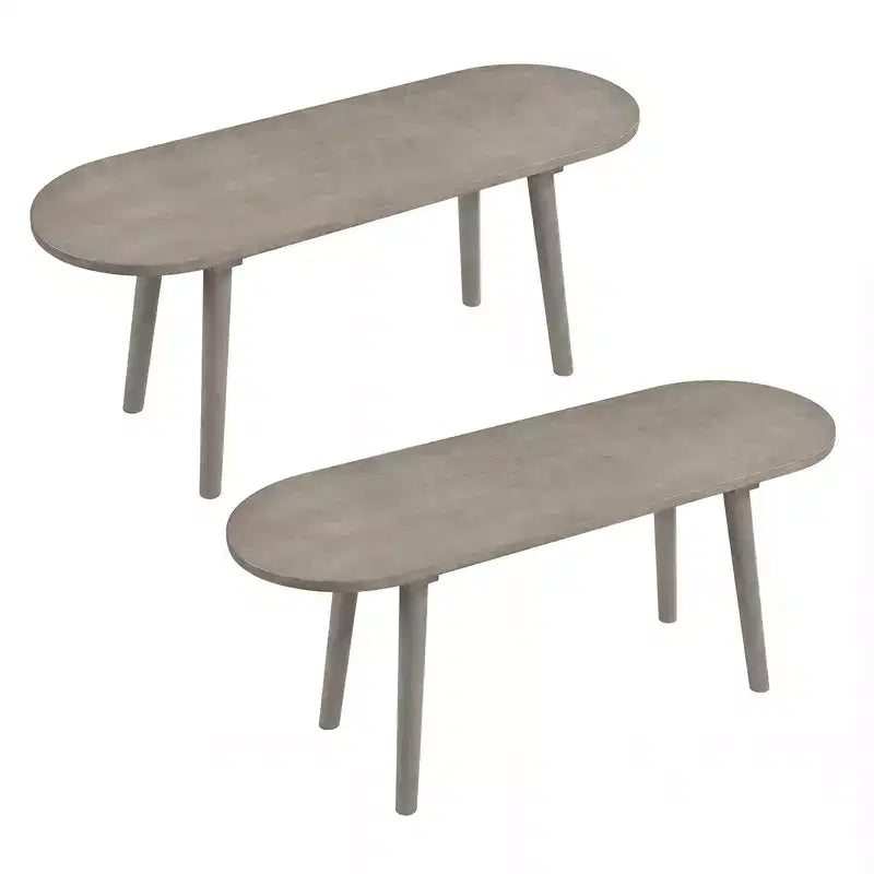 Costway 43'' Solid Wood Farmhouse Dining Bench Set of 2 w/Rubber Wood Legs for Kitchen