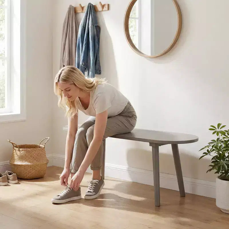 Banc de salle à manger rustique en bois massif de 109 cm, lot de 2, avec pieds en hévéa pour cuisine