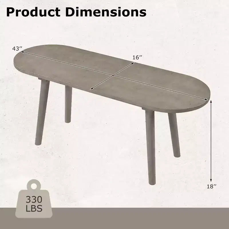 Banc de salle à manger rustique en bois massif de 109 cm, lot de 2, avec pieds en hévéa pour cuisine