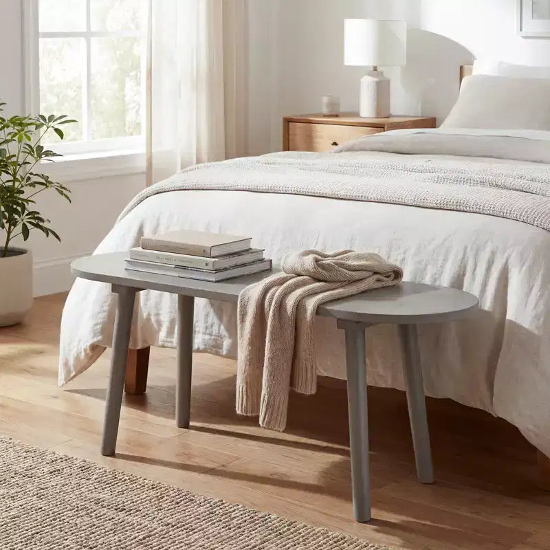 Banc de salle à manger rustique en bois massif de 109 cm, lot de 2, avec pieds en hévéa pour cuisine