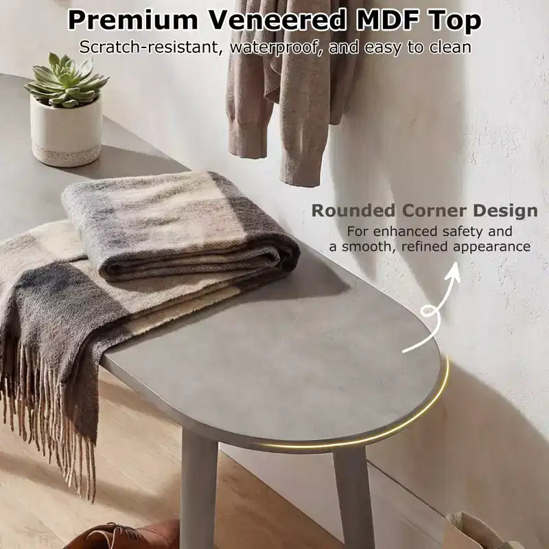 Banc de salle à manger rustique en bois massif de 109 cm, lot de 2, avec pieds en hévéa pour cuisine