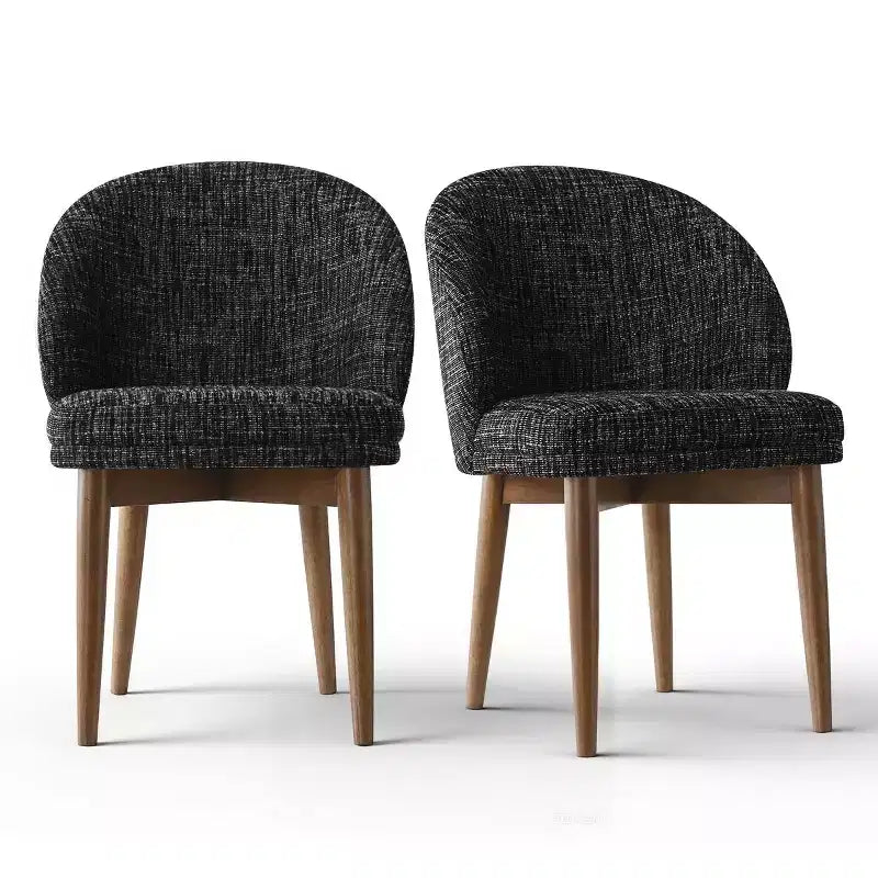 Lot de 2 chaises de salle à manger modernes du milieu du siècle, chaises de cuisine rembourrées en chenille avec pieds en bois massif et dossier rond incurvé