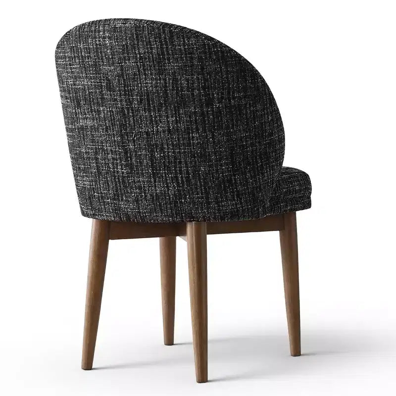 Lot de 2 chaises de salle à manger modernes du milieu du siècle, chaises de cuisine rembourrées en chenille avec pieds en bois massif et dossier rond incurvé