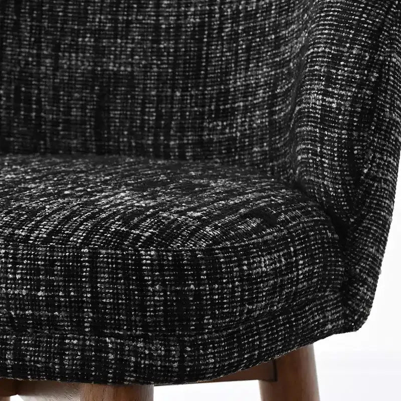 Lot de 2 chaises de salle à manger modernes du milieu du siècle, chaises de cuisine rembourrées en chenille avec pieds en bois massif et dossier rond incurvé
