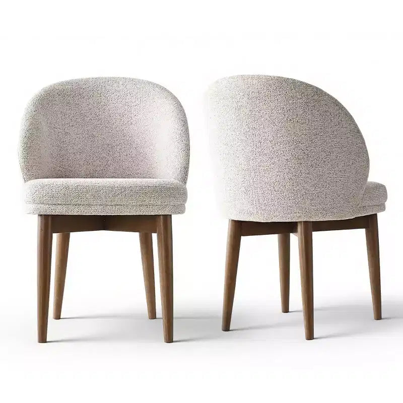 Lot de 2 chaises de salle à manger modernes du milieu du siècle, chaises de cuisine rembourrées en chenille avec pieds en bois massif et dossier rond incurvé