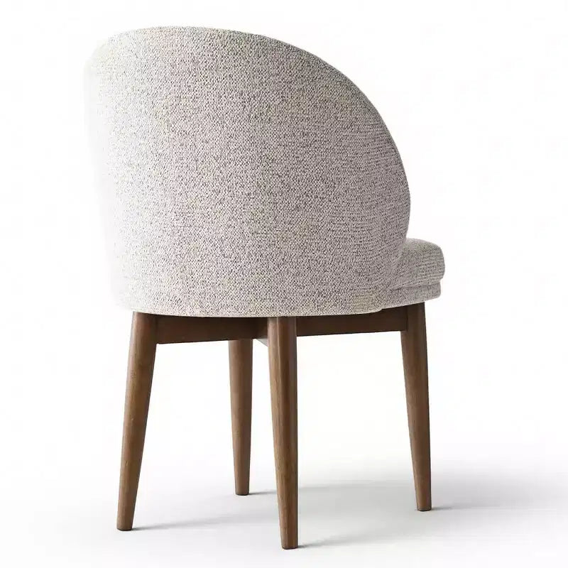 Lot de 2 chaises de salle à manger modernes du milieu du siècle, chaises de cuisine rembourrées en chenille avec pieds en bois massif et dossier rond incurvé