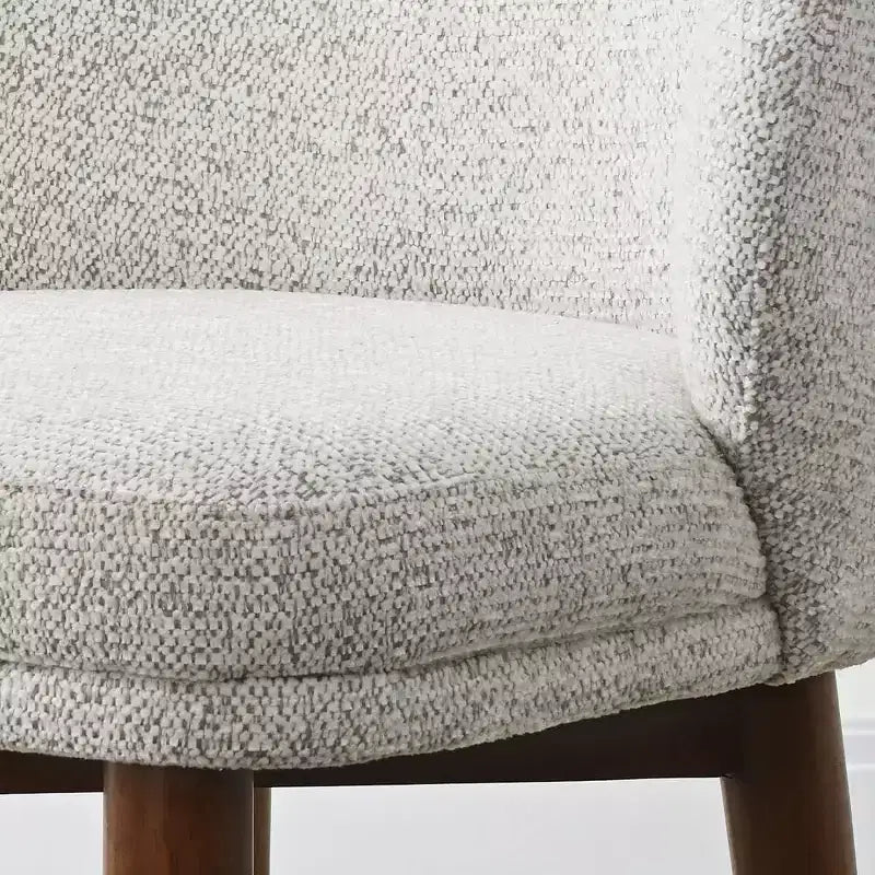 Lot de 2 chaises de salle à manger modernes du milieu du siècle, chaises de cuisine rembourrées en chenille avec pieds en bois massif et dossier rond incurvé