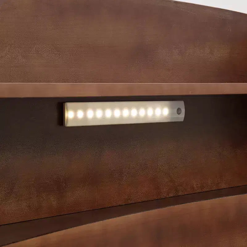 Lit plateforme jumeau/double avec tête de lit bibliothèque, cadre de lit jumeau en bois avec garde-corps et lumière LED pour chambre à coucher