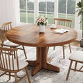 Table à manger ronde pour 4 personnes, table de salle à manger de 119 cm avec piètement en bois, table de cuisine ronde pour salle à manger, cuisine, salon (table uniquement)