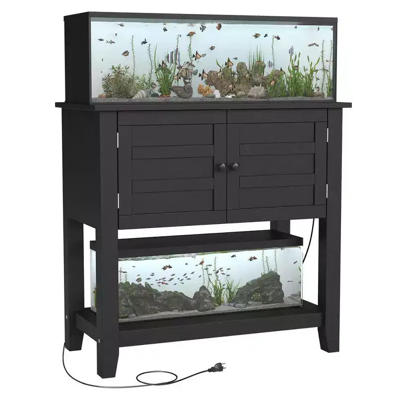 Meuble pour aquarium de 2029 gallons, support robuste de 660 lb avec portes et rangement ouvert pour aquariums de poissons, tortues ou reptiles