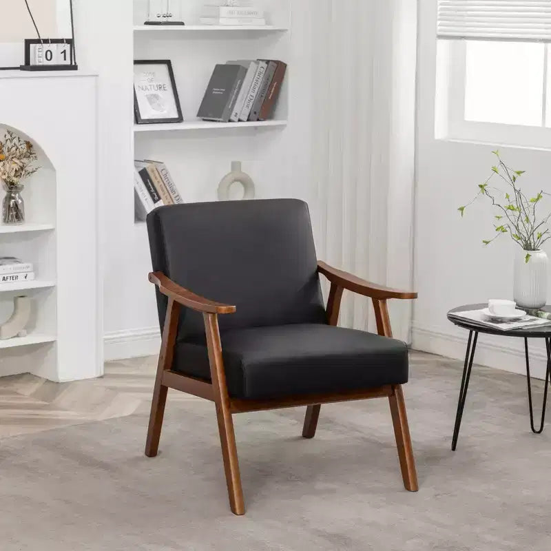 Fauteuil en cuir, Fauteuil moderne classique avec cadre en bois massif