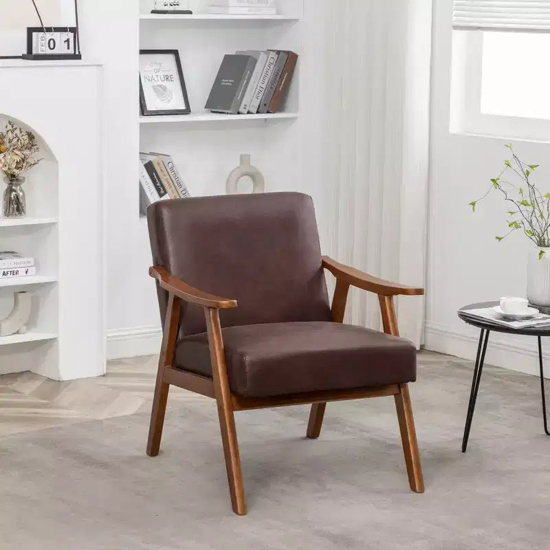 Fauteuil en cuir, Fauteuil moderne classique avec cadre en bois massif