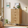 Commode à 5 tiroirs, commode moderne avec tiroirs profonds et plateau large, commode de rangement en bois cannelé pour salon, couloir