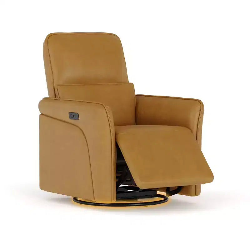 Fauteuil inclinable pivotant à 360° avec station de charge USB, fauteuil en cuir, fauteuil à bascule électrique avec siège profond rembourré, soutien lombaire réglable