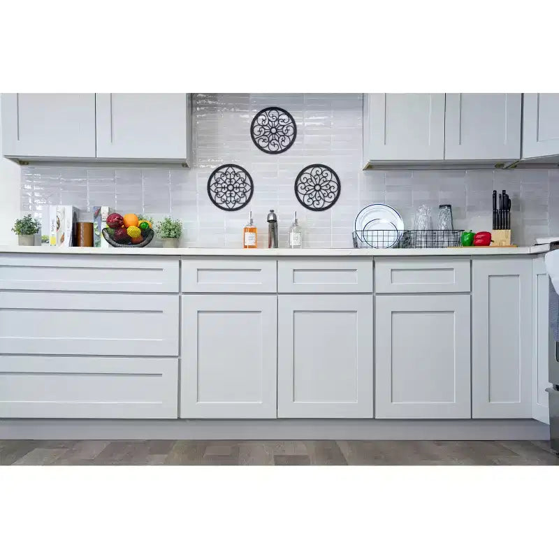 Meuble bas de cuisine Shaker 36 L x 15 H x 27 P avec deux portes, cadre en bois massif, peinture à l'eau à faible teneur en COV, fermeture douce, à assembler, gris tourterelle