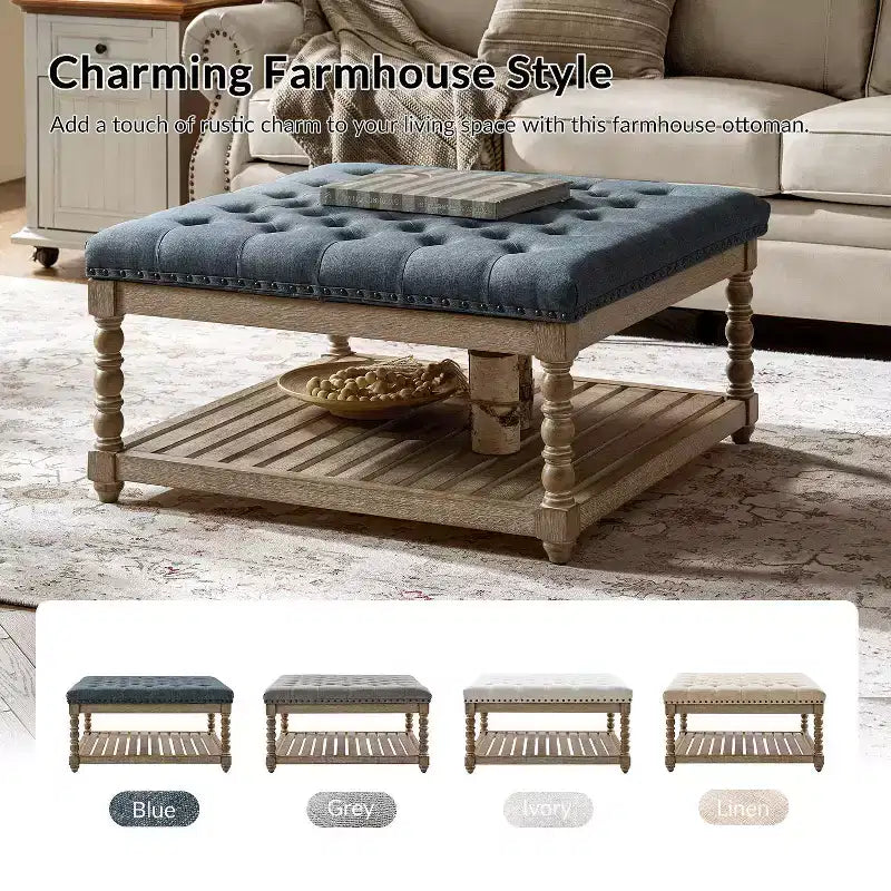 Pouffe de ferme en bois massif