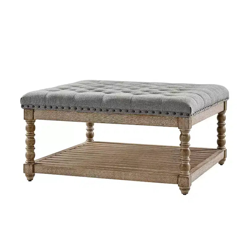 Pouffe de ferme en bois massif