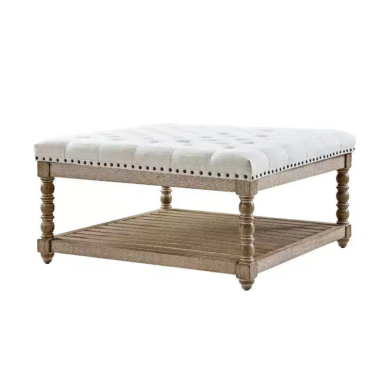 Pouffe de ferme en bois massif