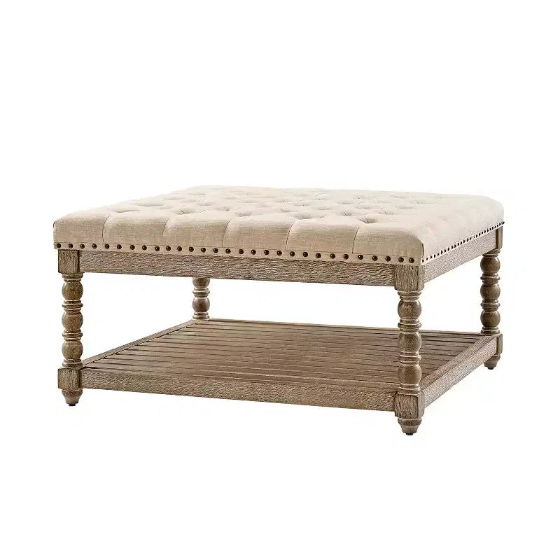 Pouffe de ferme en bois massif