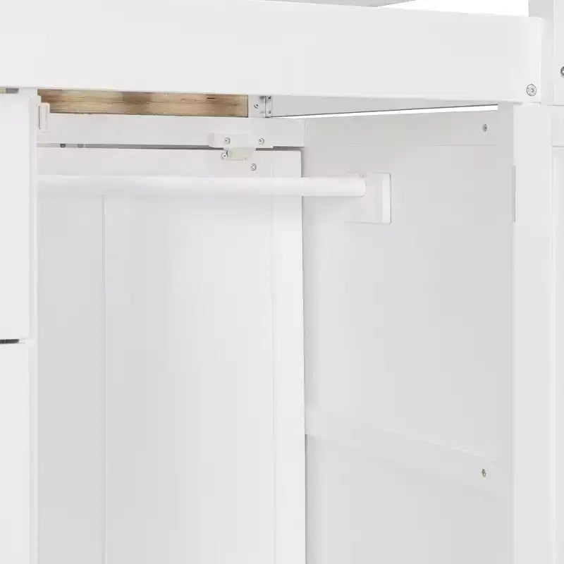 Lit superposé pleine grandeur avec 2 grands tiroirs, 5 petits tiroirs et une armoire intégrée